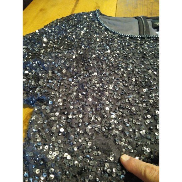 Adrianna Papell Women 6 Dress All Over Sequin Flutter Sleeve Evening NWT FLAW - Picture 7 of 9